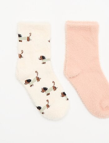 Lot de 2 paires de mi-chaussettes fantaisie