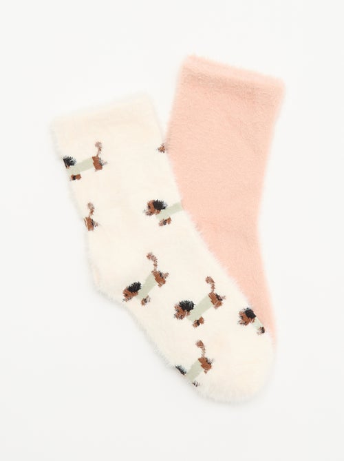 Lot de 2 paires de mi-chaussettes fantaisie - Kiabi Lot de 2 paires de mi-chaussettes fantaisie - Kiabi