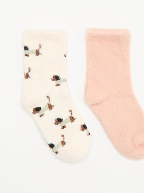 Lot de 2 paires de mi-chaussettes fantaisie - Kiabi Lot de 2 paires de mi-chaussettes fantaisie - Kiabi
