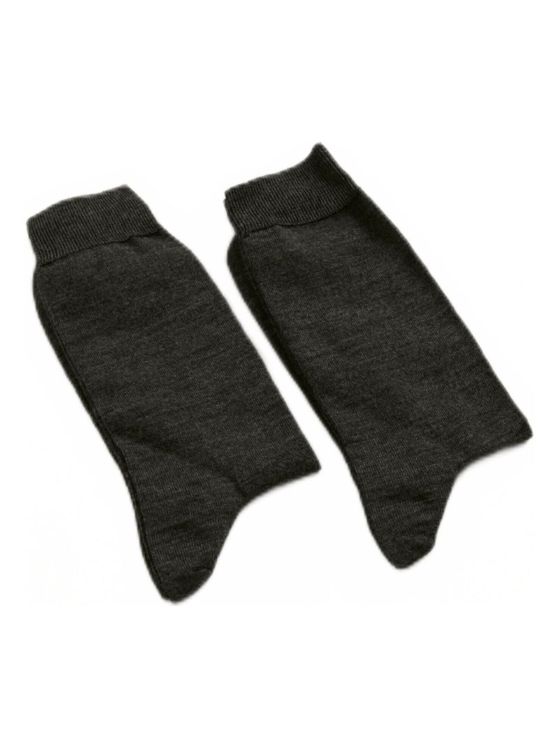 Lot de 2 paires de mi-chaussettes laine et coton Gris - Kiabi