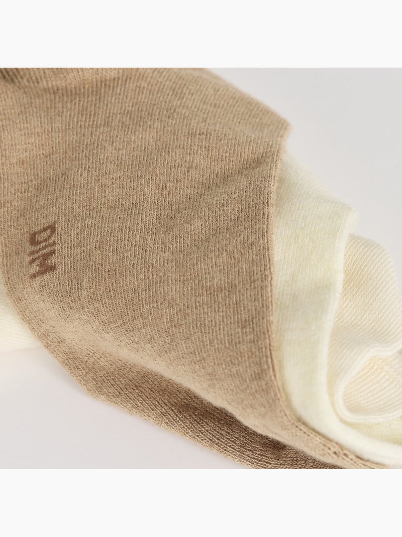 Lot de 2 Paires de Mi-Chaussettes Modal Corail/Turquoise/Crème - Kiabi