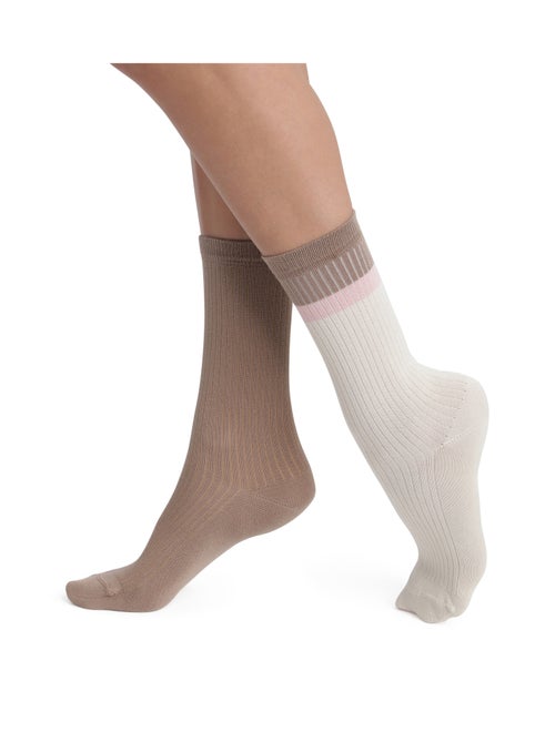 Lot de 2 paires de mi-chaussettes Modal Fancy - Kiabi