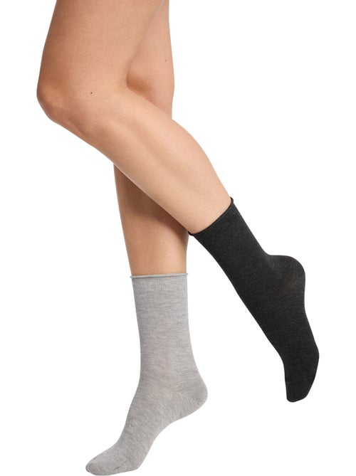 Lot de 2 Paires de Mi-Chaussettes Modal - Kiabi Lot de 2 Paires de Mi-Chaussettes Modal - Kiabi