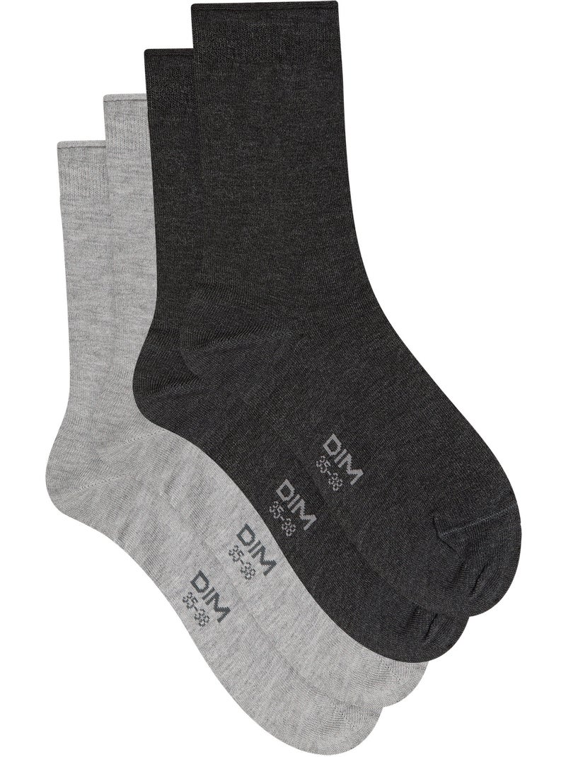 Lot de 2 Paires de Mi-Chaussettes Modal Gris chiné - Kiabi