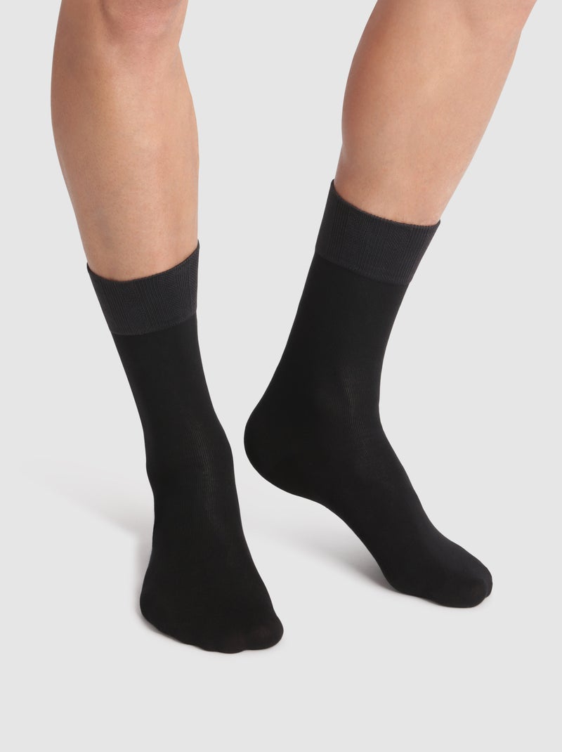 Lot de 2 Paires de Mi-Chaussettes Soft Touch Noir - Kiabi