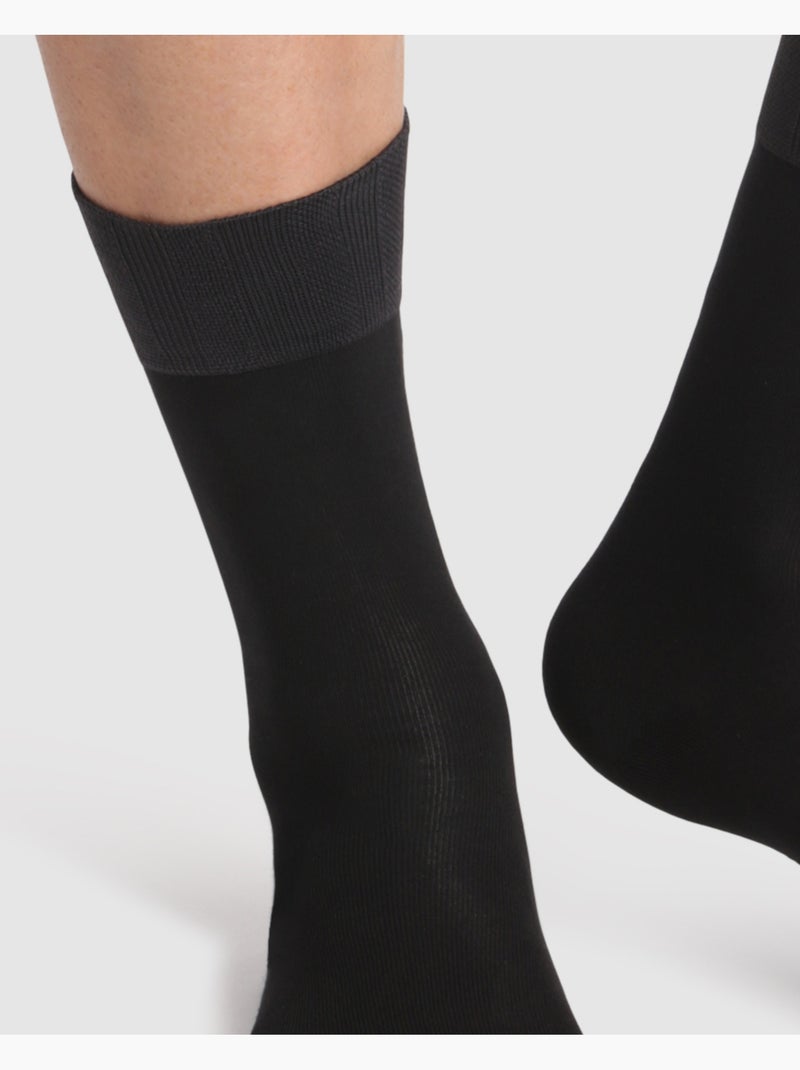 Lot de 2 Paires de Mi-Chaussettes Soft Touch Noir - Kiabi