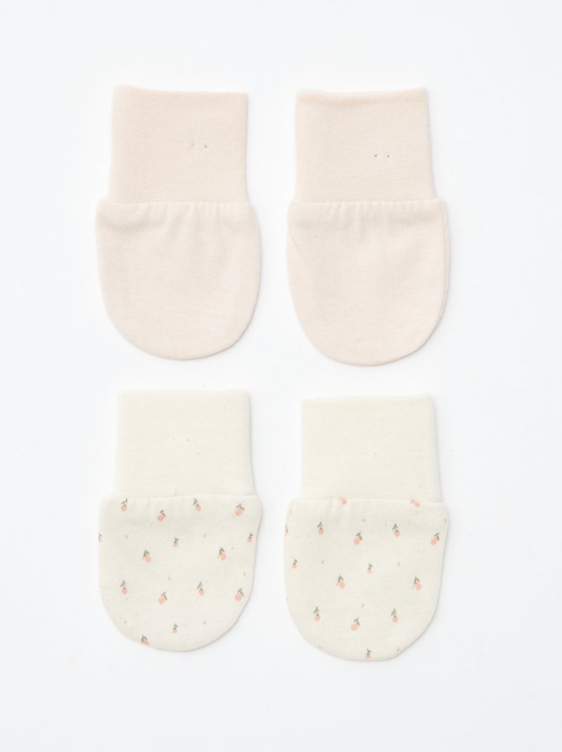 Lot de 2 paires de moufles anti-griffes Beige/rose - Kiabi