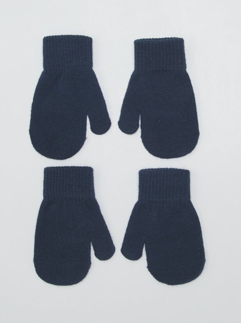 Lot de 2 paires de moufles Bleu - Kiabi