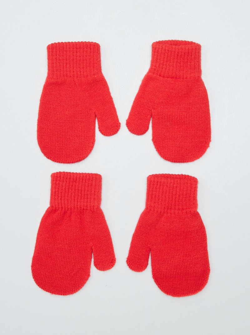 Lot de 2 paires de moufles Rouge - Kiabi