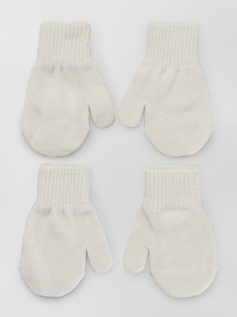 Lot de 2 paires de moufles unies Beige - Kiabi