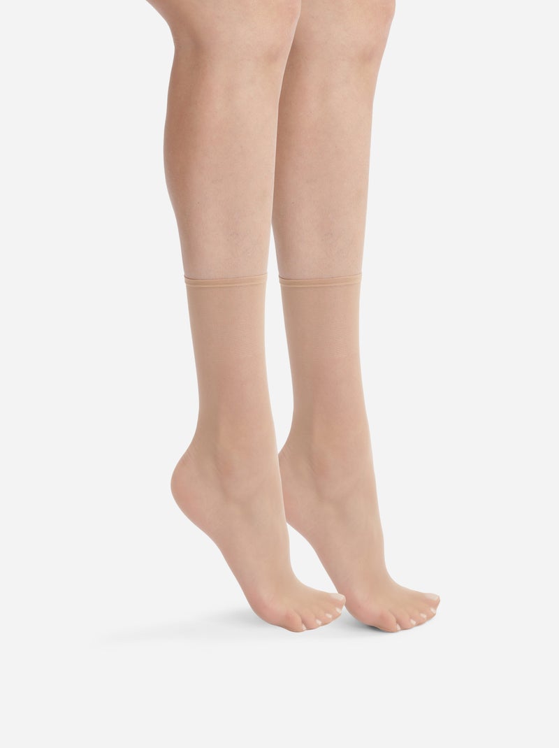 Lot de 2 Paires de Socquettes 10D Sublim Beige argile - Kiabi