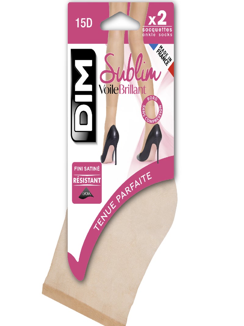 Lot de 2 paires de Socquettes 15D Sublim Beige - Kiabi