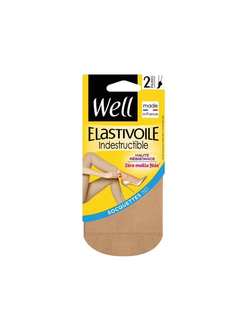 Lot de 2 paires de socquettes ELASTIVOILE Beige clair - Kiabi