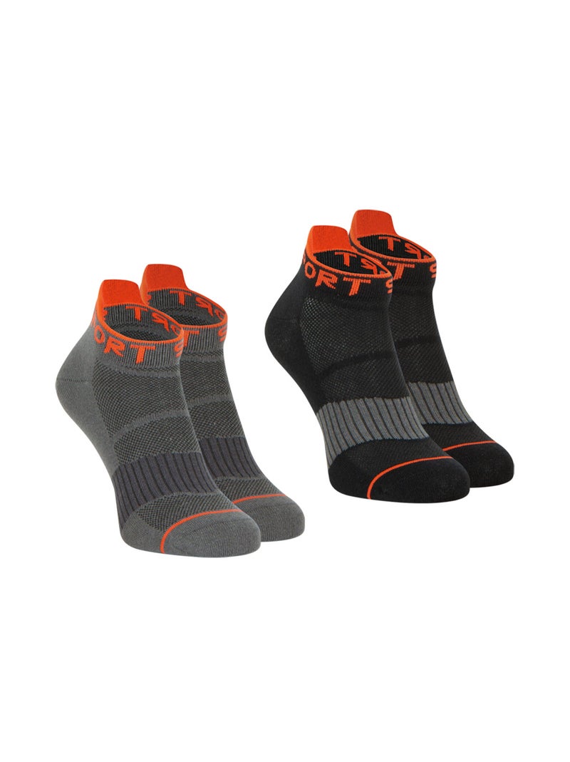 Lot de 2 paires de socquettes homme Running Athena Gris Noir - Kiabi