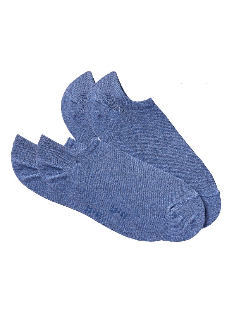 Lot de 2 paires de socquettes mixtes invisibles - Damart Bleu - Kiabi