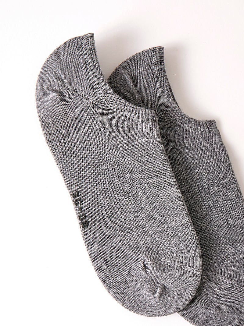 Lot de 2 paires de socquettes mixtes invisibles - Damart Gris - Kiabi
