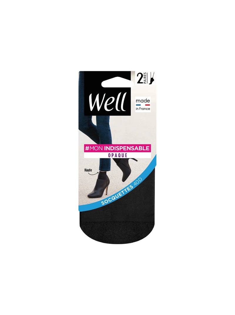 Lot de 2 paires de socquettes MON INDISPENSABLE Noir - Kiabi