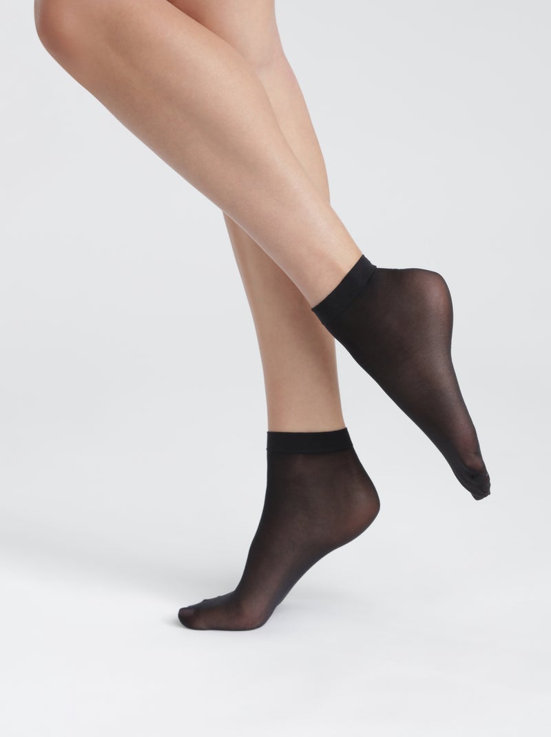 Lot de 2 paires de socquettes semi-opaques GOOD Noir - Kiabi