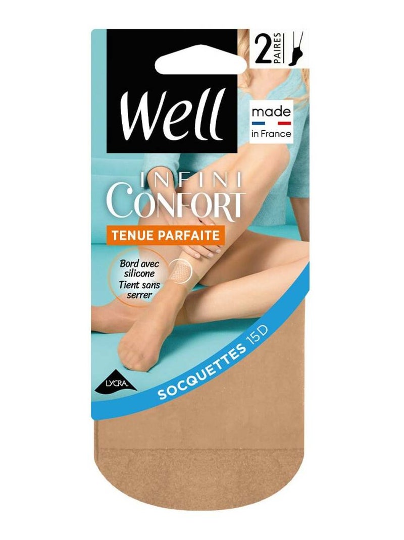 Lot de 2 paires de socquettes WELL INFINI CONFORT Miel - Kiabi