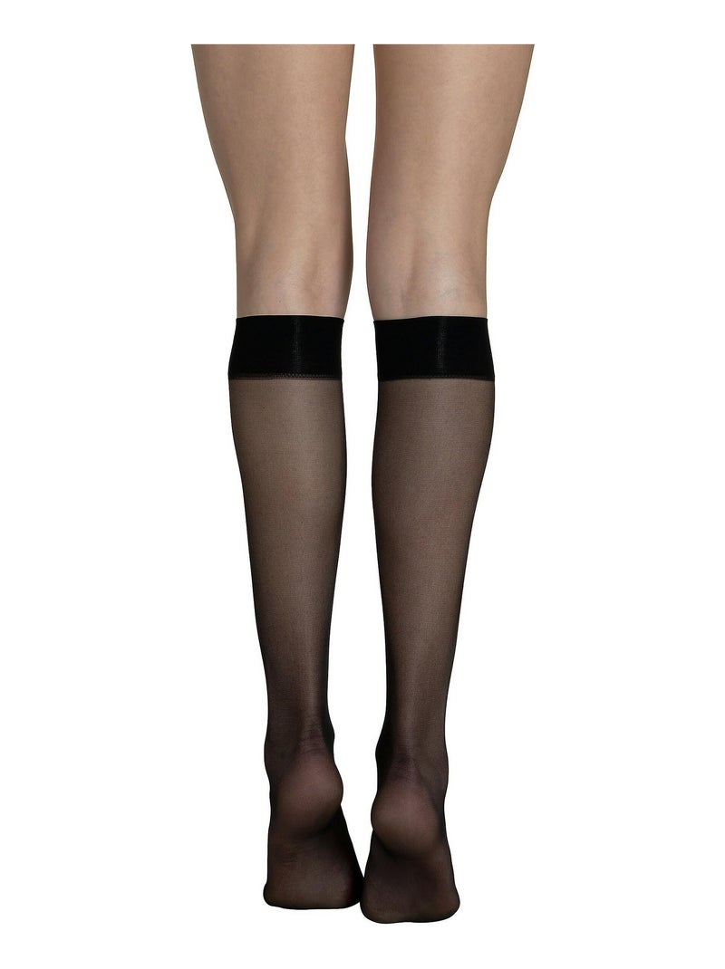 Lot de 2 paires mi-bas 15 DEN Pretty Noir - Kiabi