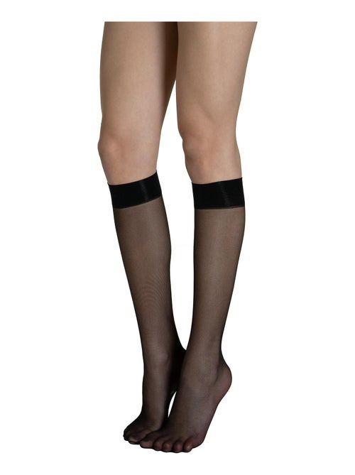 Lot de 2 paires mi-bas 15 DEN Pretty - Kiabi