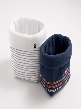 Lot de 2 panières de rangement en double gaze de coton - SAUTHON