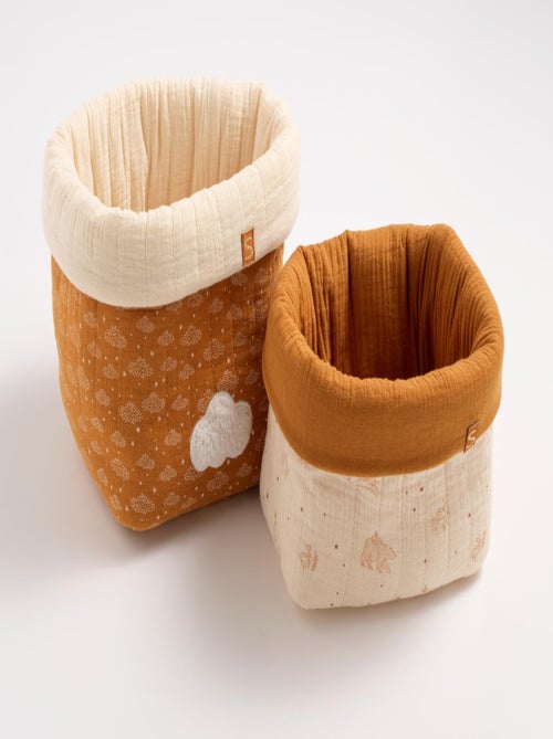Lot de 2 panières de rangement en double gaze de coton - SAUTHON - Kiabi