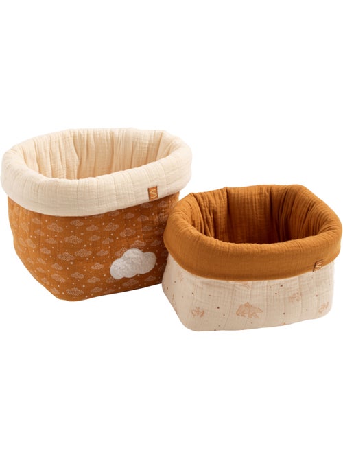 Lot de 2 panières de rangement en double gaze de coton - SAUTHON - Kiabi