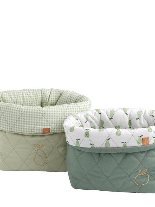 Lot de 2 panières en coton Vert tilleul - SAUTHON - Kiabi