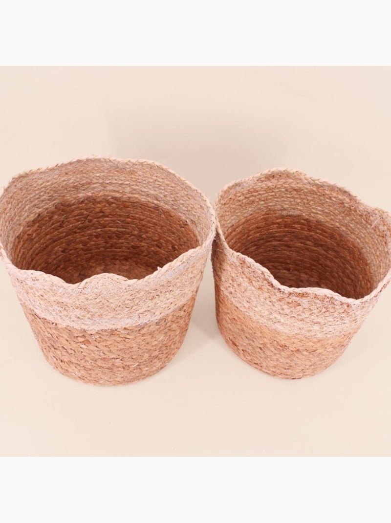 Lot de 2 paniers à corolle en jacinthe et maïs Beige - Kiabi