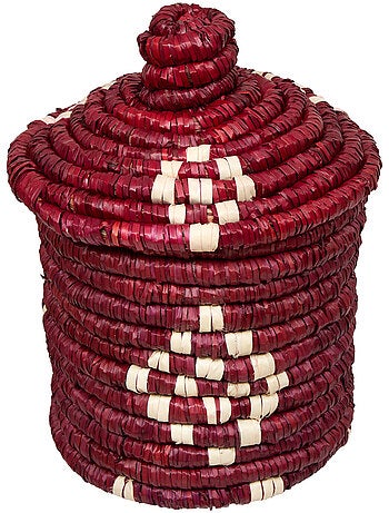 Lot de 2 paniers avec couvercle en paille tressée SIEN