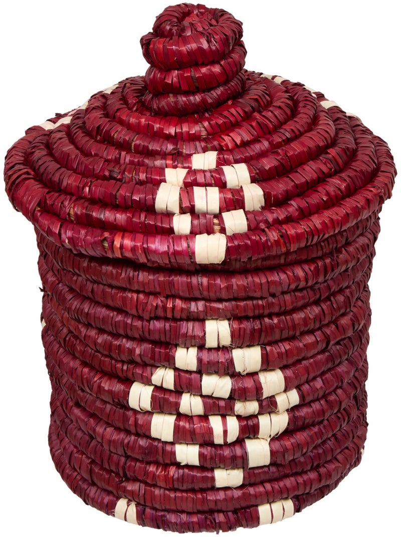 Lot de 2 paniers avec couvercle en paille tressée SIEN Terracotta - Kiabi