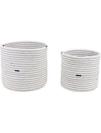 Lot de 2 paniers blancs en corde