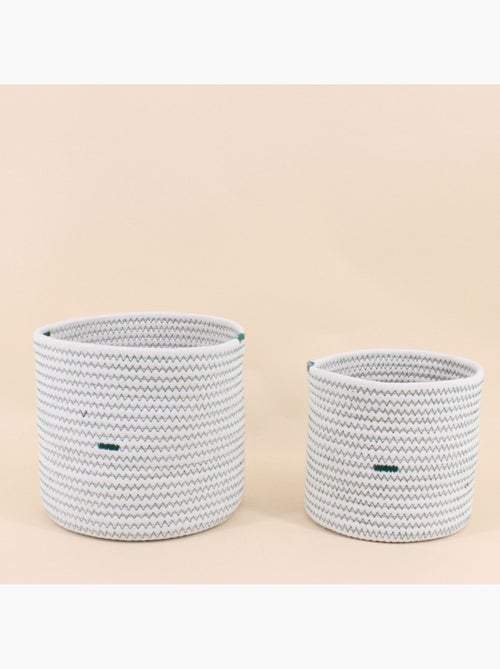 Lot de 2 paniers blancs en corde - Kiabi