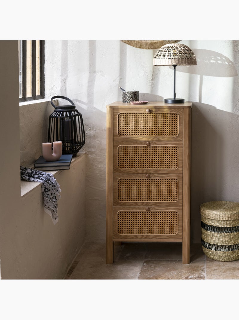 Lot de 2 paniers cylindriques avec couvercle en jonc tressé ajouré JAYLA Beige - Kiabi