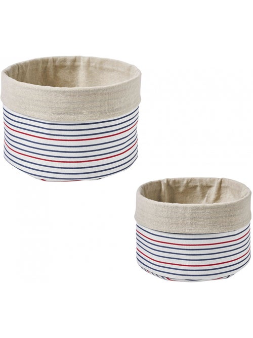 Lot de 2 paniers de rangement en polycoton rayés MAGELLAN - 27x27x17 cm - Kiabi Lot de 2 paniers de rangement en polycoton rayés MAGELLAN - 27x27x17 cm - Kiabi
