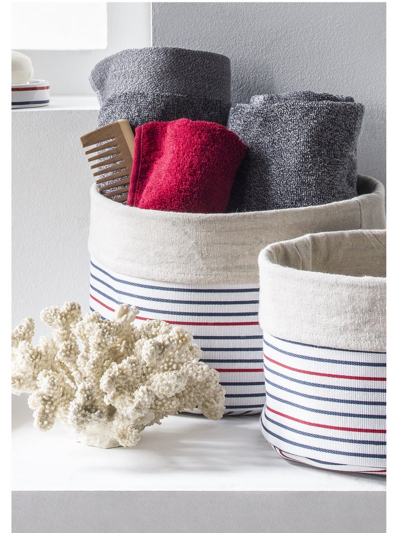 Lot de 2 paniers de rangement en polycoton rayés MAGELLAN - 27x27x17 cm Bleu Rouge - Kiabi