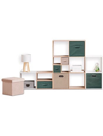 Lot de 2 paniers de rangement en tissu avec poignée MIX'N MODUL