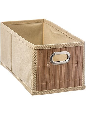 Lot de 2 paniers de rangement rectangulaires en bambou et tissu MIX'N MODUL