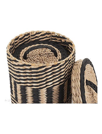 Lot de 2 paniers de rangement tressés avec couvercle