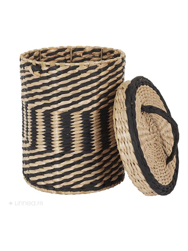 Lot de 2 paniers de rangement tressés avec couvercle Noir Noir - Kiabi