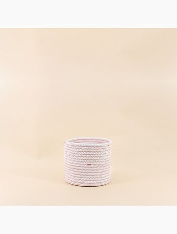 Lot de 2 paniers en corde blanc détails terracotta