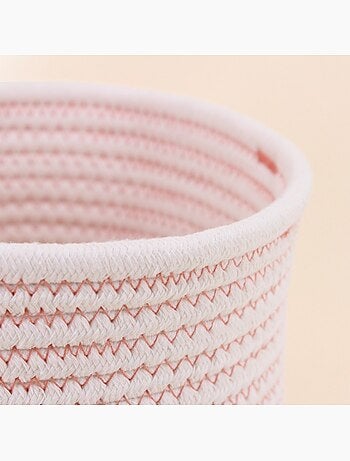 Lot de 2 paniers en corde blanc détails terracotta