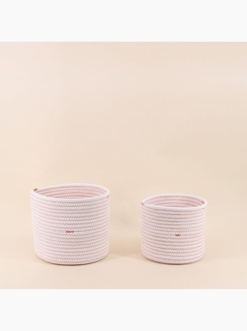 Lot de 2 paniers en corde blanc détails terracotta - Kiabi