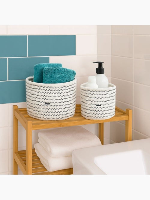 Lot de 2 paniers en corde blanc détails terracotta - Kiabi