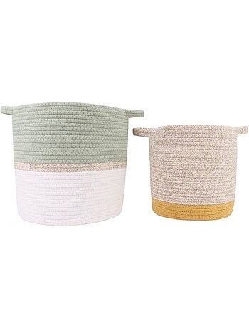 Lot de 2 paniers en corde colorés