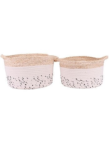 Lot de 2 paniers en corde et fibres naturelle