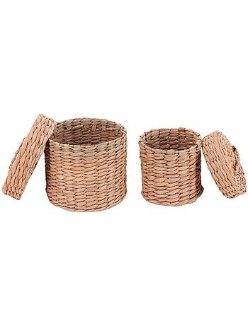 Lot de 2 paniers en jacinthe d'eau