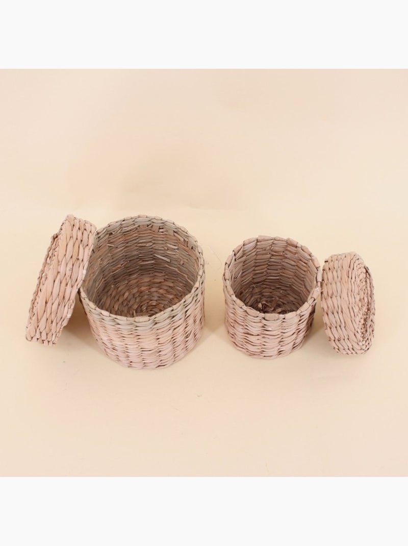 Lot de 2 paniers en jacinthe d'eau Beige - Kiabi