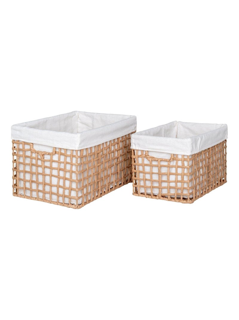 Lot de 2 paniers en paille et tissu - House Nordic Marron - Kiabi